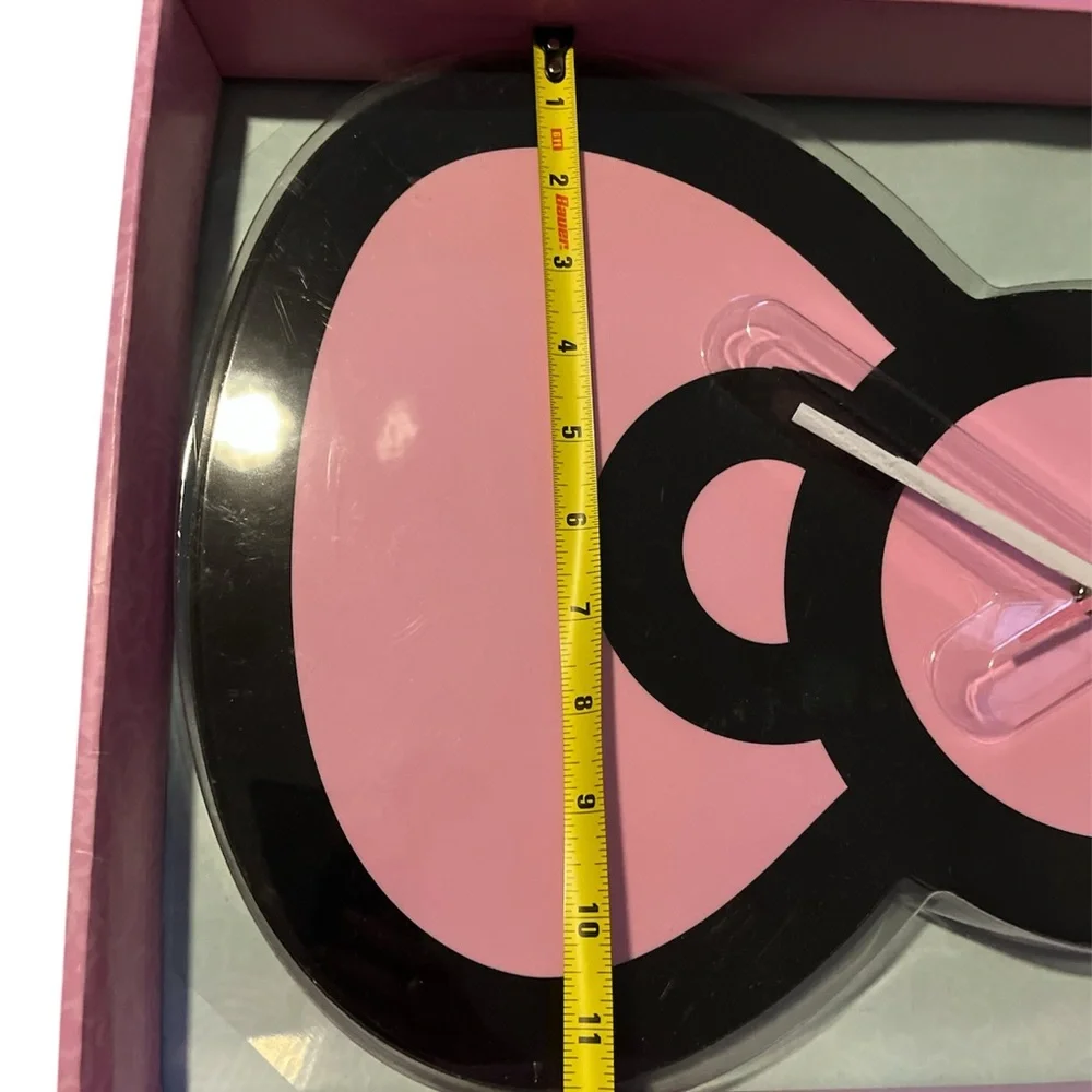Sanrio Hello Kitty Pink & Black Bow Wall Clock - NIB